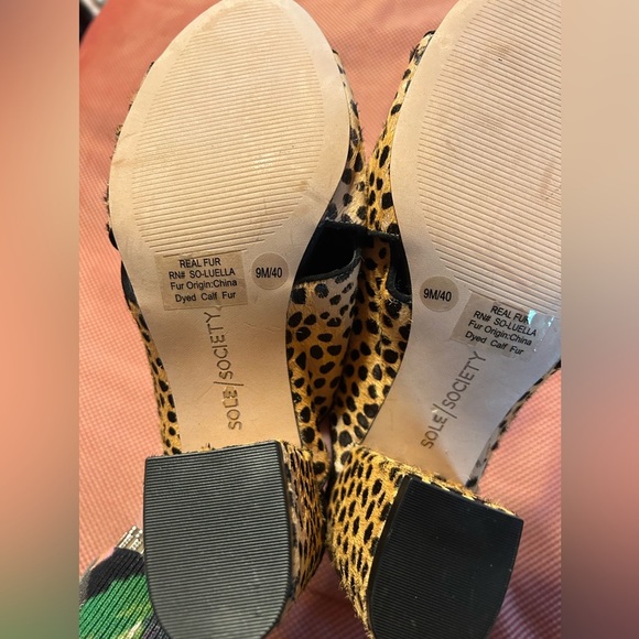 Society Leopard Print Calf Hair Sandals - Picture 6 of 6